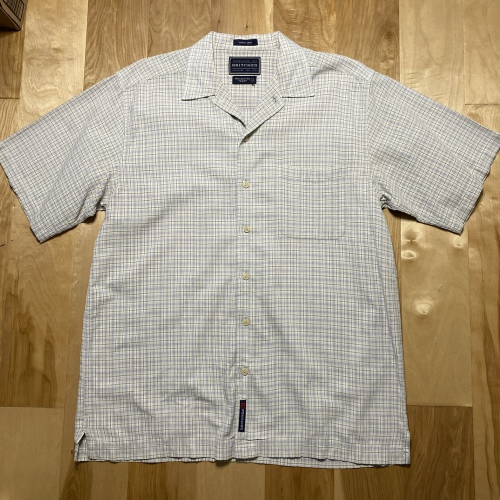 Britches Button Up Shirt Size Large Gray Men Surfer Shirt Chest 47" GUC - Picture 2 of 14